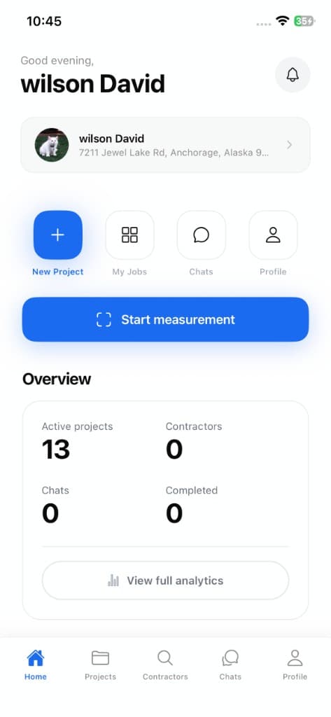 Window Measure home dashboard